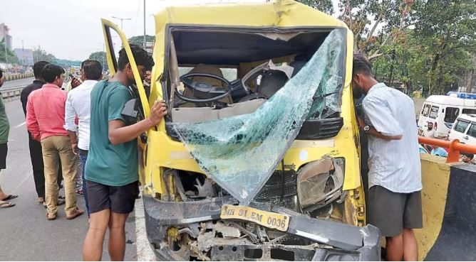 Two school buses collide near Max Hospital on Koradi Road, causing a serious accident